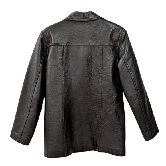 Adler Collection Black Genuine Leather Lambskin Lining Buttoned Jacket Size PS - Picture 2 of 9